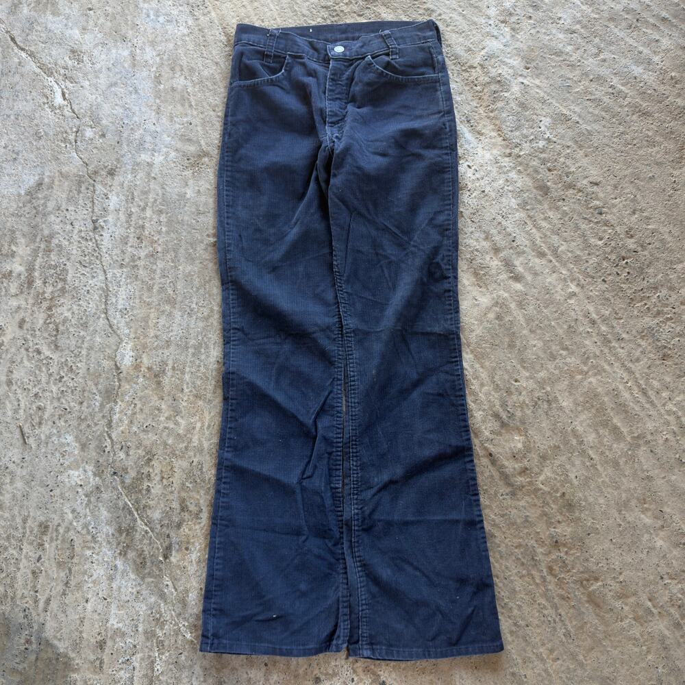 Vintage 70s Levi's Corduroy White Tab Blue Flared Bootcut Pants 27x29 517?